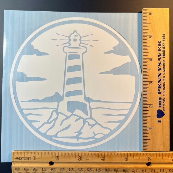 Lighthouse Round White Vinyl Car Decal Sticker - Picture 2 of 2